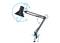 Black desk lamp with adjustable arm, mounting clamp, and blue arrows indicating movement directions.