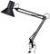 Black desk lamp with articulated arm and clip for attaching to a table edge.