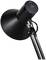 Black desk lamp with adjustable arm and round lampshade, perfect for working or reading environments.