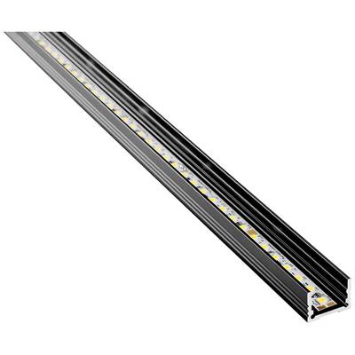 A long, black LED strip with integrated light band, suitable for lighting applications.