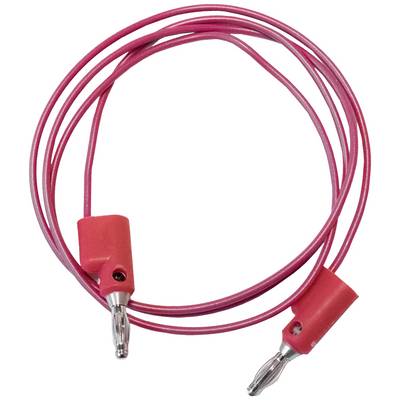 Red electrical connection cable with two insulated banana plugs, suitable for electronic testing equipment.