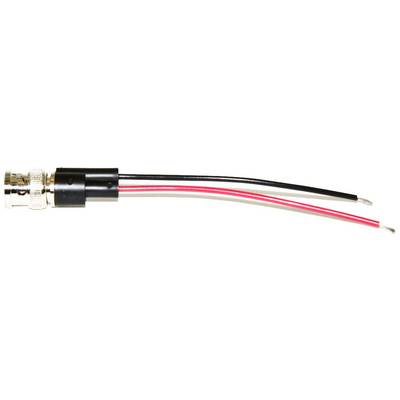Network adapter with black and red cable, connected to a small metallic plug.