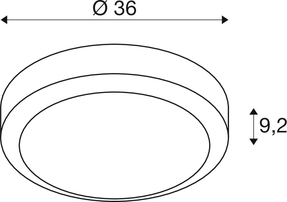 Circle symbol with a diameter of 36 and a height of 9.2.
