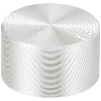 Silver, cylindrical button with a ribbed surface and a polished finish, typical of audio device controls.