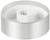 Round white plastic timing belt wheel with toothed inner hub.