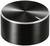 A round, black and silver volume control knob with fine grooves and a small white indicator at the top edge.