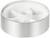 A white plastic wheel with a silver groove around the edge, potentially a spare part for a mechanical device.