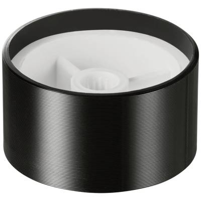 A roll of thin black adhesive tape wound on a white spool.