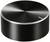 Black, round metal volume control with a textured surface and a small marker for orientation.