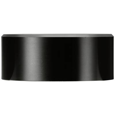 Black, cylindrical speaker with a smooth surface and subtle light reflection; shows no brand or control elements.