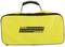 Yellow tool bag with black handle and black print 'Brüder Mannesmann Tools'.