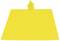 A yellow plastic raincoat lies flat, spread out with the hood standing upright in the centre.