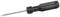 Screwdriver with a flat blade and black plastic handle, positioned horizontally.