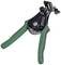 A green wire stripping pliers with spring mechanism, suitable for removing insulation from cables, with robust handle and adjustment screw.