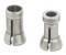 Two small, cylindrical metal parts with slots, likely machine components or fastening elements.