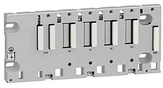 Grey, rectangular electrical module with multiple slots for mounting and numerical markings from 0 to 5.