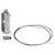 Metal clip, wire rope and fixing screw. Set for securely hanging devices or constructions.