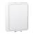 White, rectangular dummy plastic component with rounded corners, four symmetrically positioned holes, and two rear hooks.