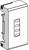 Drawing of a rectangular electronic component with multiple connections on one side.