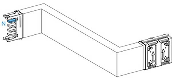 Drawing of an angled electrical connection with two plugs and a curved cable. On the left, a pin is marked with 'N'.