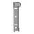 A grey, vertical metal bracket with rectangular and circular cut-outs, suitable for mounting on a surface.