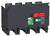A black electrical power switch with a green circuit board, multiple switches, and a red warning label on the front.