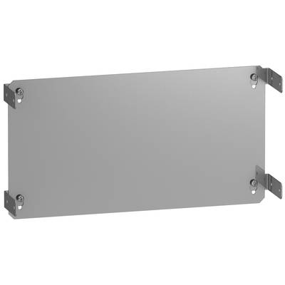 Rectangular metal plate with four mounting hinges at the corners against a white background.