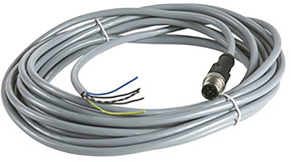 Grey, spiral-shaped cable with a plug at one end and exposed wires at the other.
