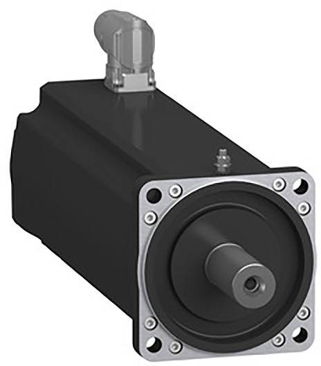 Black electric motor with visible flange and connection plug on top, suitable for industrial applications.