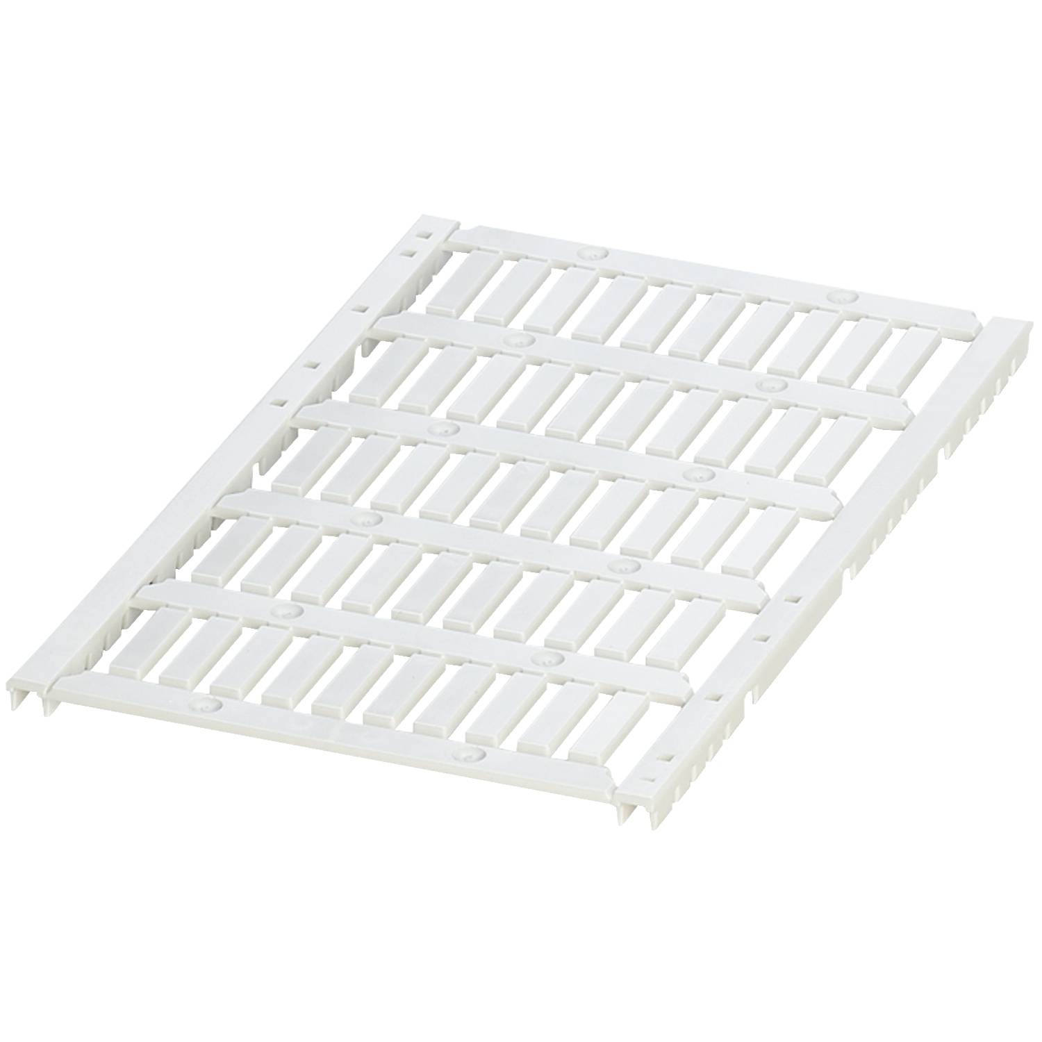 White plastic grid panel, rectangular, lying flat. Suitable for constructions or as part of shelving systems.