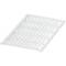 White plastic grid panel, rectangular, lying flat. Suitable for constructions or as part of shelving systems.