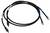 A black coaxial cable with metal connectors at both ends, used for transmitting audio or video signals.