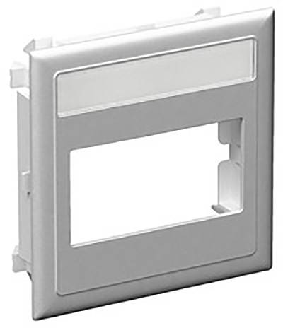 A rectangular, silver light switch surround with a large central cutout and a smaller elongated cutout at the top.