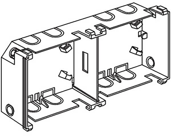 A technical drawing of a rectangular component with multiple slots and mounting holes.
