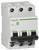 A three-pole circuit breaker from Schneider Electric, model C60L, grey with green 'ON/OFF' switches for circuit protection.
