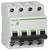 A four-pole circuit breaker from Schneider Electric, model C60N, with green marking and levers for overload protection.