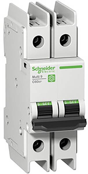 A two-pole circuit breaker, Model C60N by Schneider Electric, suitable for electrical protection in commercial or industrial applications.