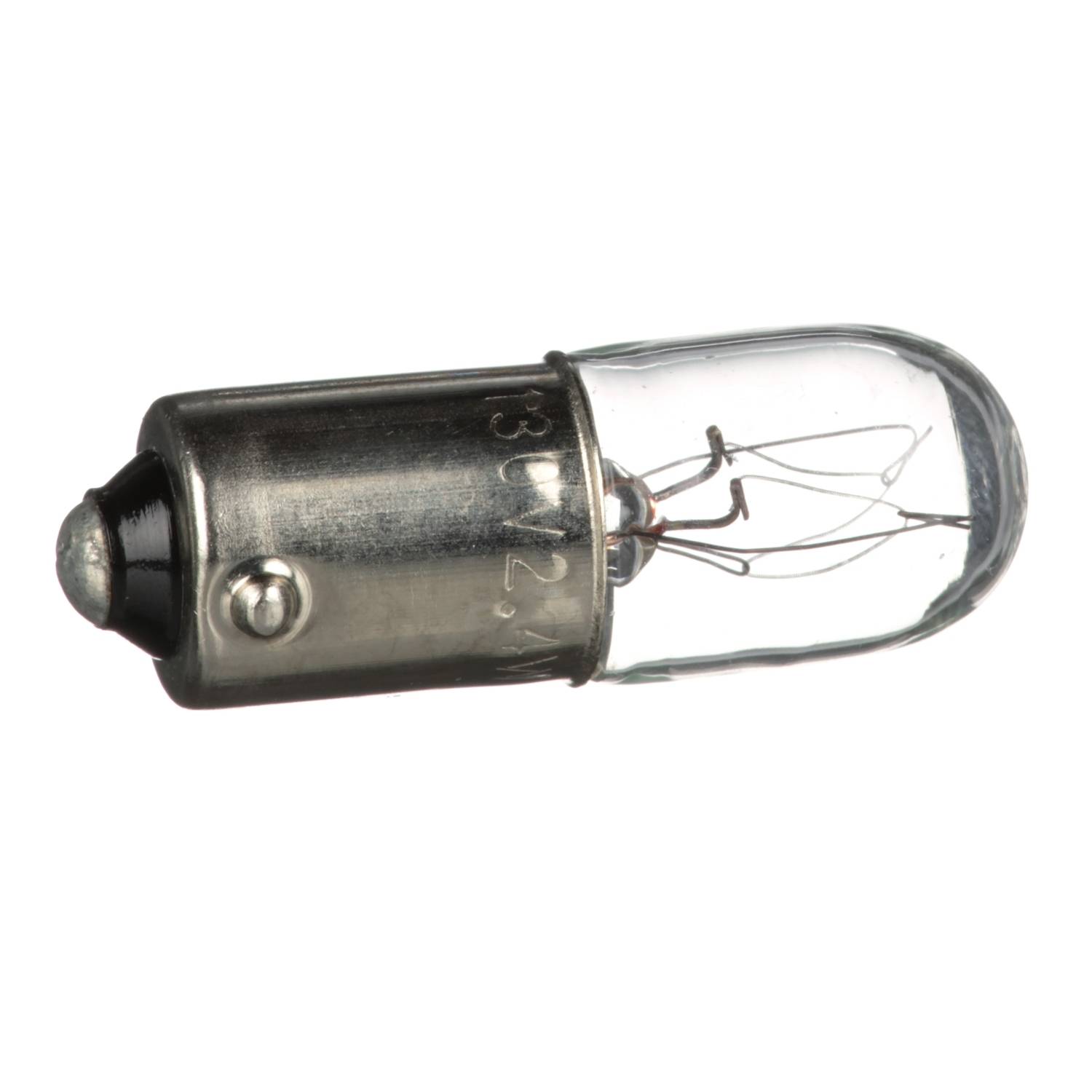 A clear light bulb with a metal base and thin wires inside, against a white background.
