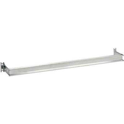 Metal channel with holes at the ends for fixing purposes, typically used in construction or assembly projects.