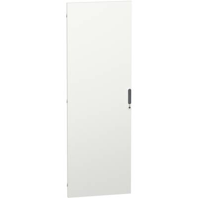 White door with a simple design and black door handle on the right-hand side.