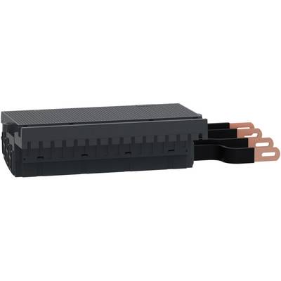 A black, rectangular electronic component with three copper terminals on the right side.