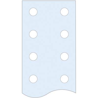 Blue, rectangular plastic component with six circular holes arranged in two vertical rows, used as a construction or connection part.
