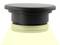 A black round lid is firmly seated on a glass container with a transparent thread.