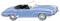 A blue toy car in convertible form with silver details stands against a white background.