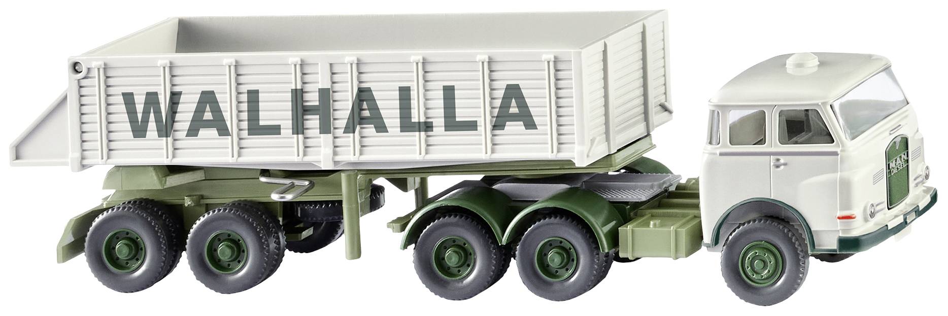 Wiking 0677 12 H0 HGV MAN Rear tipper truck, Pausche Walhalla lime
