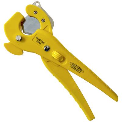 Yellow cable cutter tool with a sharp blade and ergonomic handle, suitable for cutting cables up to 25 mm.