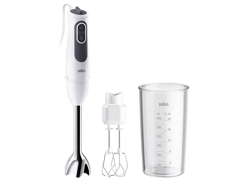 Braun 4193-MQ3105B HB BRAUN WH Hand-held blender 750 W with graduated beaker, with mixing jar, Turbo function White grey