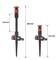 Two adjustable garden irrigation sprinklers, one with a height of 380 mm, the other 252 mm. Both with a red and black design.