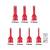 Seven red drill crowns in two rows; upper row: diameter 14, 12, 10 mm, lower row: 8, 8 and 6 mm. Symbols for diamond core drill and water supply.