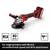 Cordless angle grinder with red housing. Text: 'For M14 angle grinders with 80 m/s peripheral speed'.
